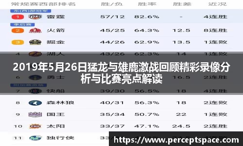 2019年5月26日猛龙与雄鹿激战回顾精彩录像分析与比赛亮点解读